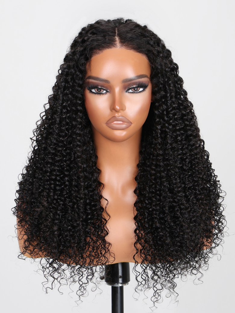 [From 20"] 6x4.5 Pre Cut Lace Put On And Go Gluless Curly Hair With Breathable Cap Bleached Knots 150% Density