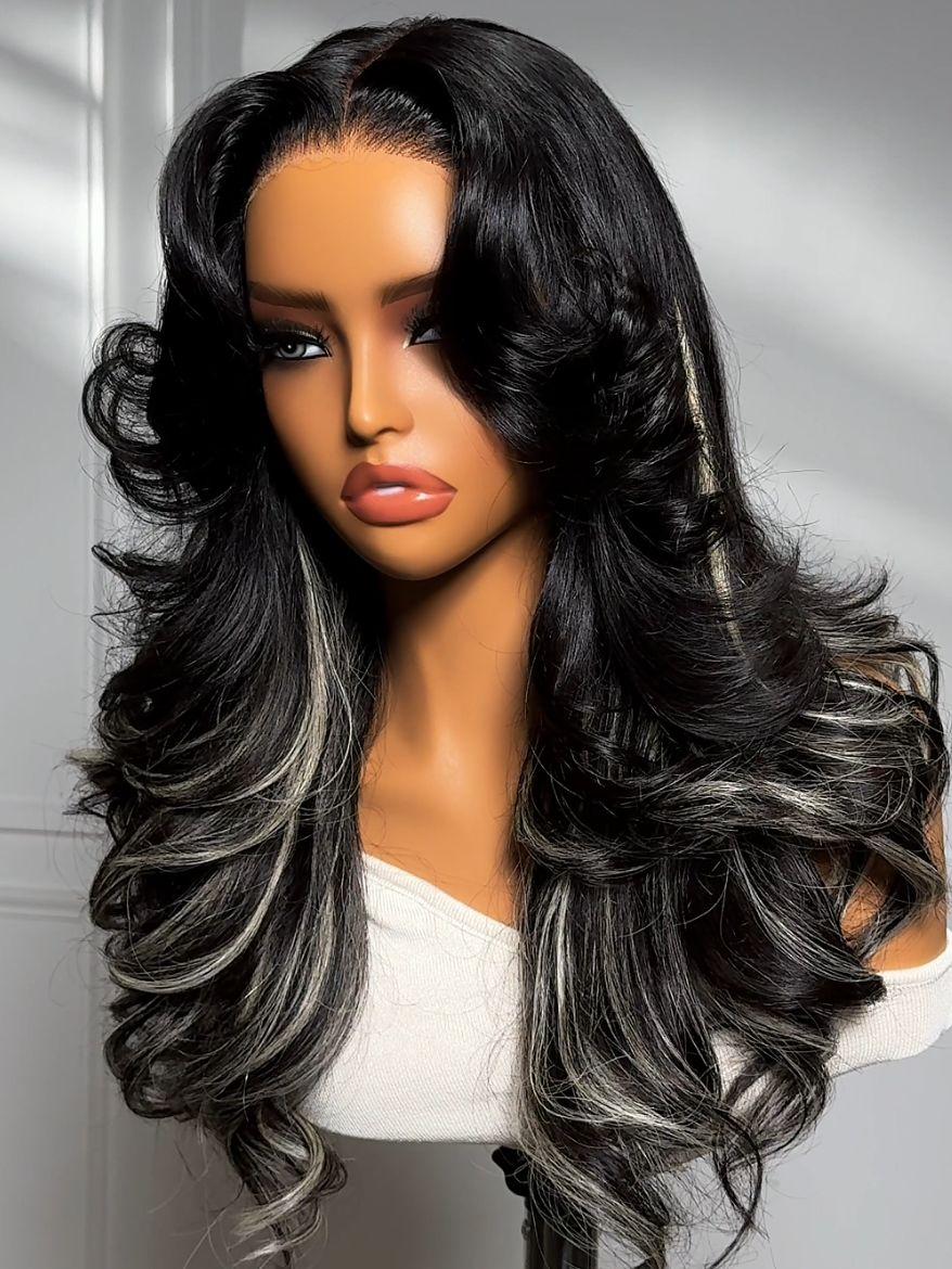 UNice Bye-Bye Slip™ Wig Feathered Layer Left Side Part 200% Density Wig with Secure Silicone Strips and Drawstring