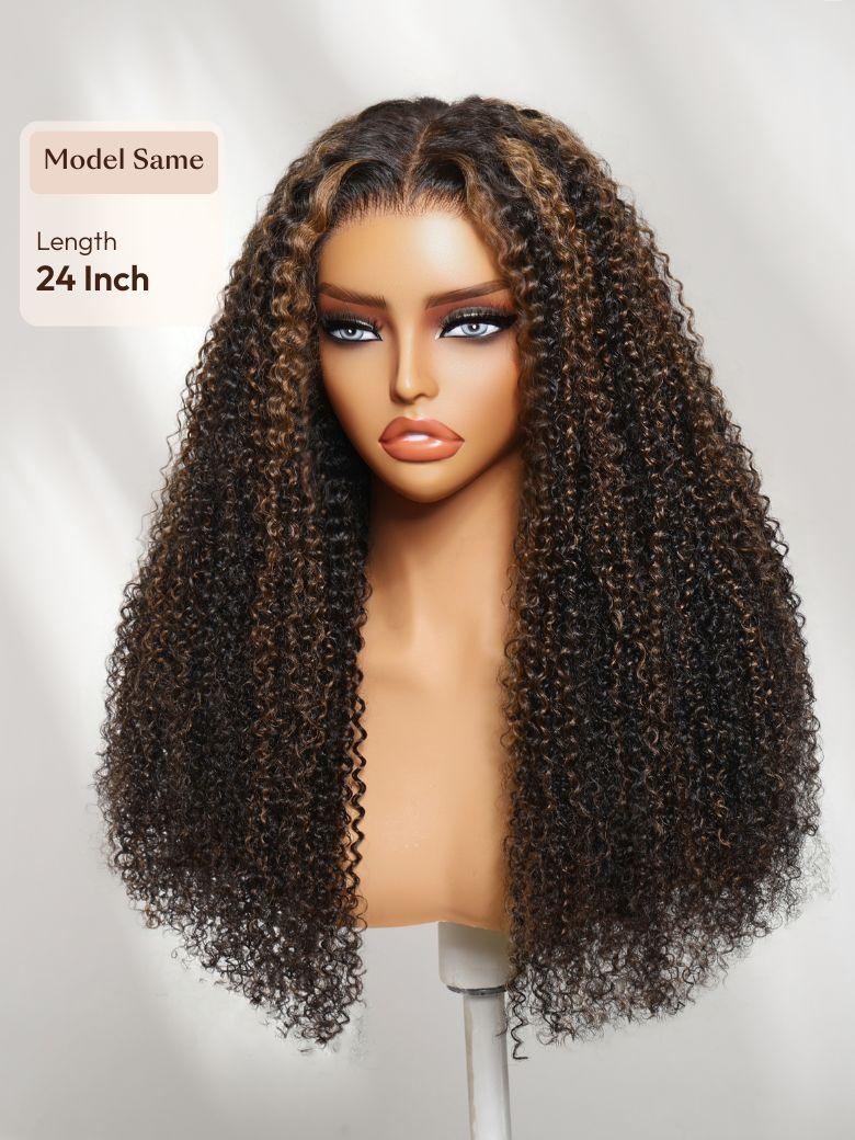 UNice Butterfly Cut 180% Density 100% Human Hair Bye-Bye Knots™ 7x5 Lace Body Curls Wig with Feathered Layers & Invisi Drawstring