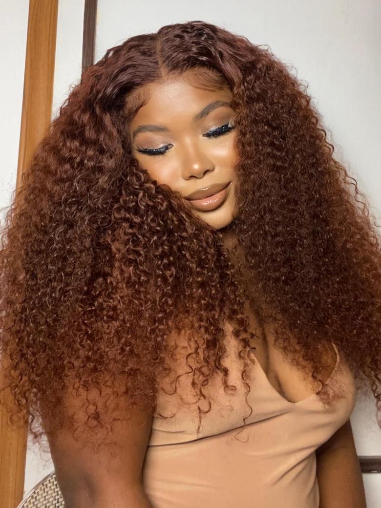 [From 20"] Super Secure 13x4 Pre-Everything Wig Reddish Brown Jerry Curly Giving Warmth And Bounce Beauty