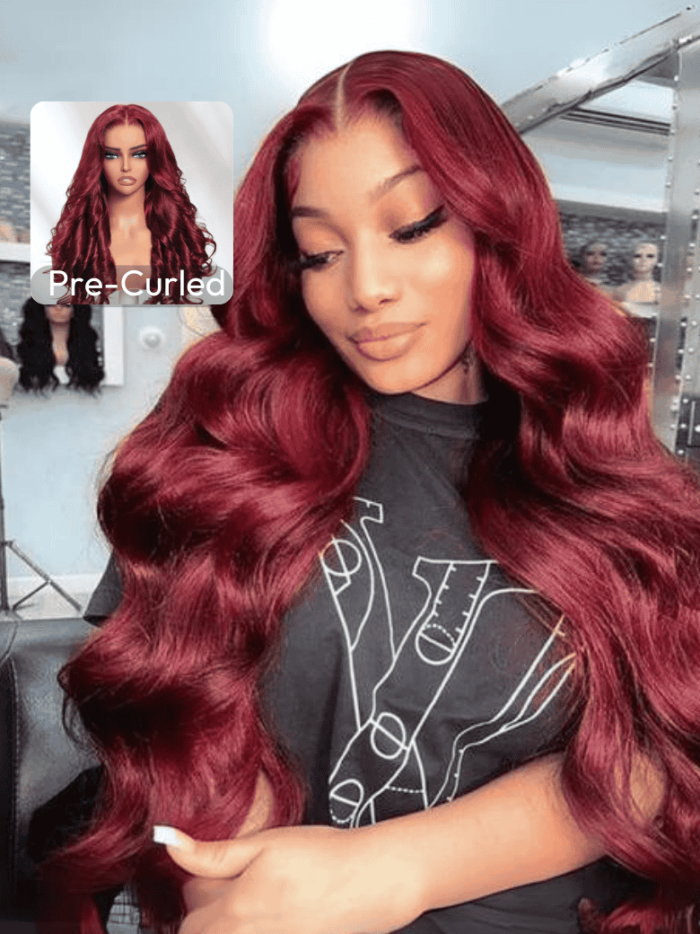 [Limited Offer]13x4 Pre-Everything Lace Frontal Warm Burgundy Loose Wave Wig