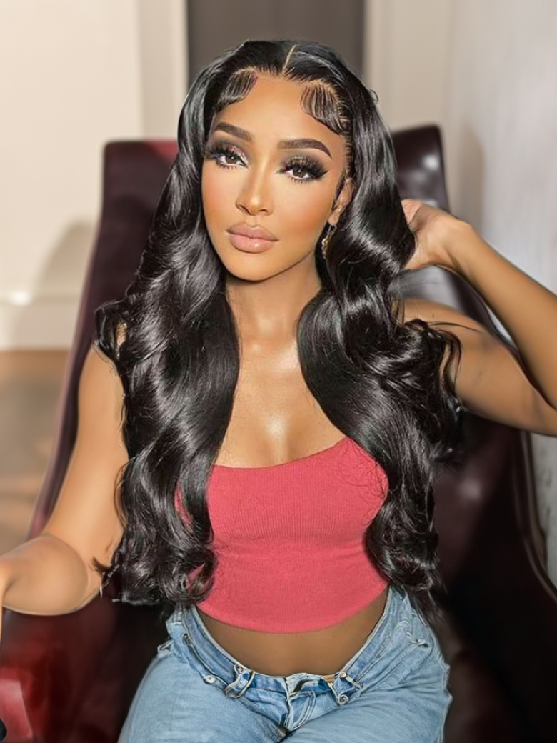 [20"=$113] 7x5 Bye-Bye Knots Wig Body Wave Wig With Pre Bleached Knots Plucked Hairline 180% Density