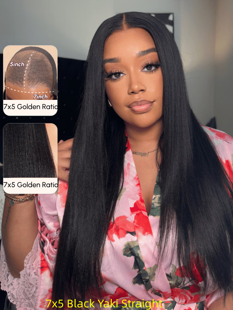 Easy Install UNice Bye Bye Knots™ Wig 7x5 Glueless Lace Black Yaki Straight Wig With Invisible Knots
