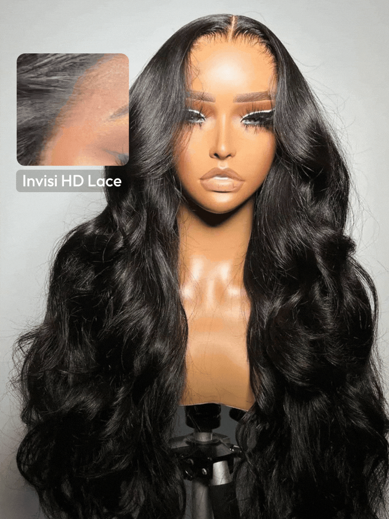 UNice HD Real Scalp™ Wig 13x4 Invisible Lace Frontal Body Wave Black Wig