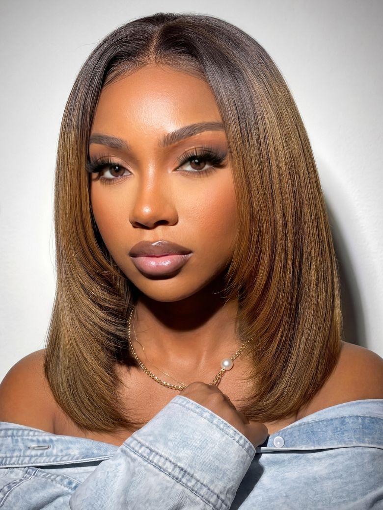 UNice 7x5 Bye-Bye Knots™ Wig Glueless Lace Sunset Jerry Curly for Reddish Brown Drawstring Wig With Bleached Knots