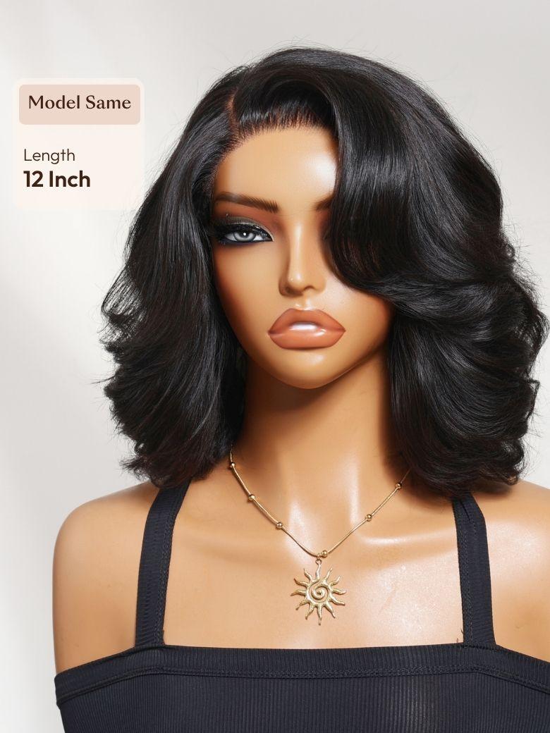 UNice Bye-Bye Slip™ 6X4 Glueless Lace "C" Side Part Loose Wavy Bob 220% High Density Drawstring Wig For Beginners