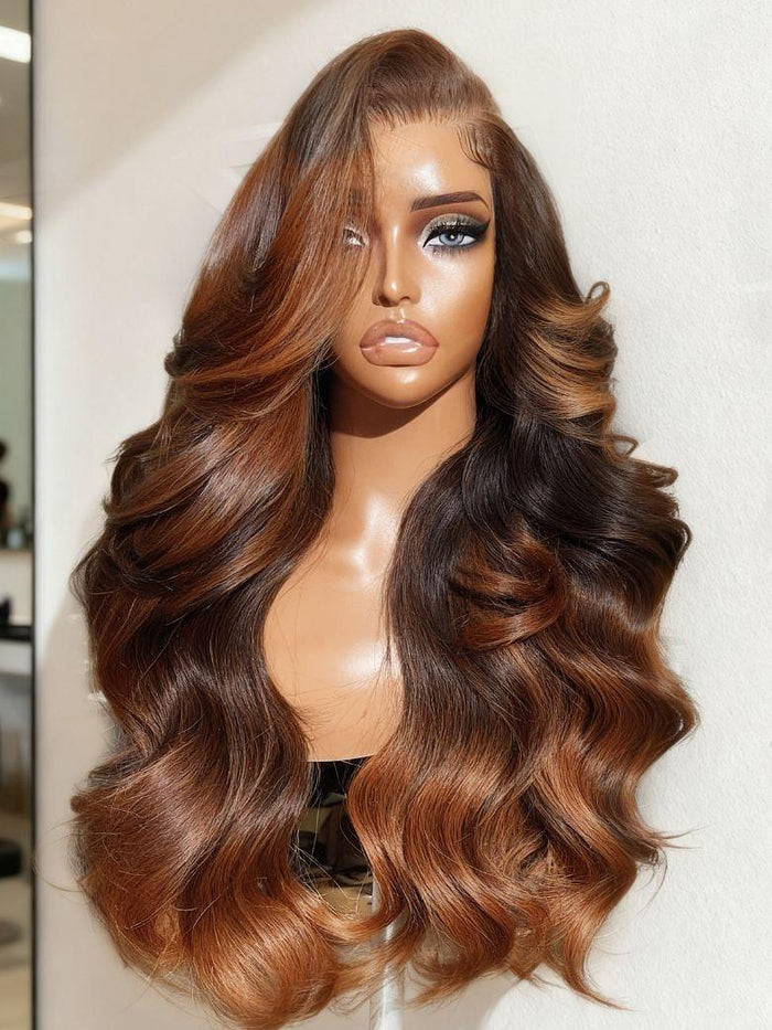 [18 Inch] 13x4 Pre-Everything Autumn Black to Cappuccino Ombre Loose Wave Wig
