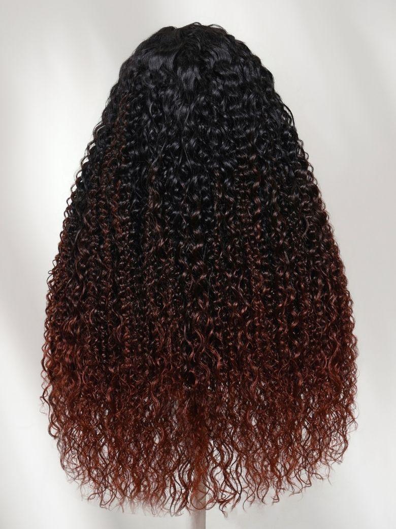 UNice EasiContour™ V Part Black to Reddish Brown Ombre Yaki Straight Wig