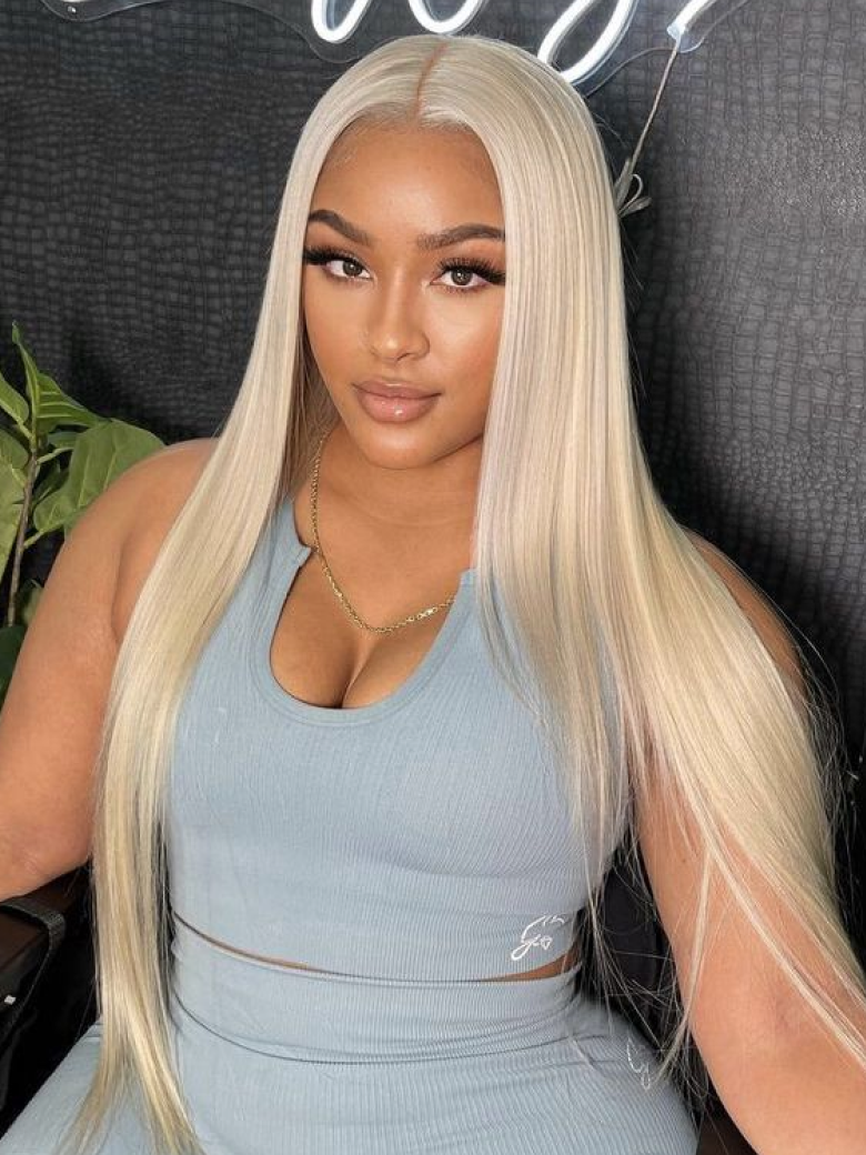180% High Density 13x4 Lace Front Straight Hair Wig Layered Butterfly Haircut Summer Light Blonde Color