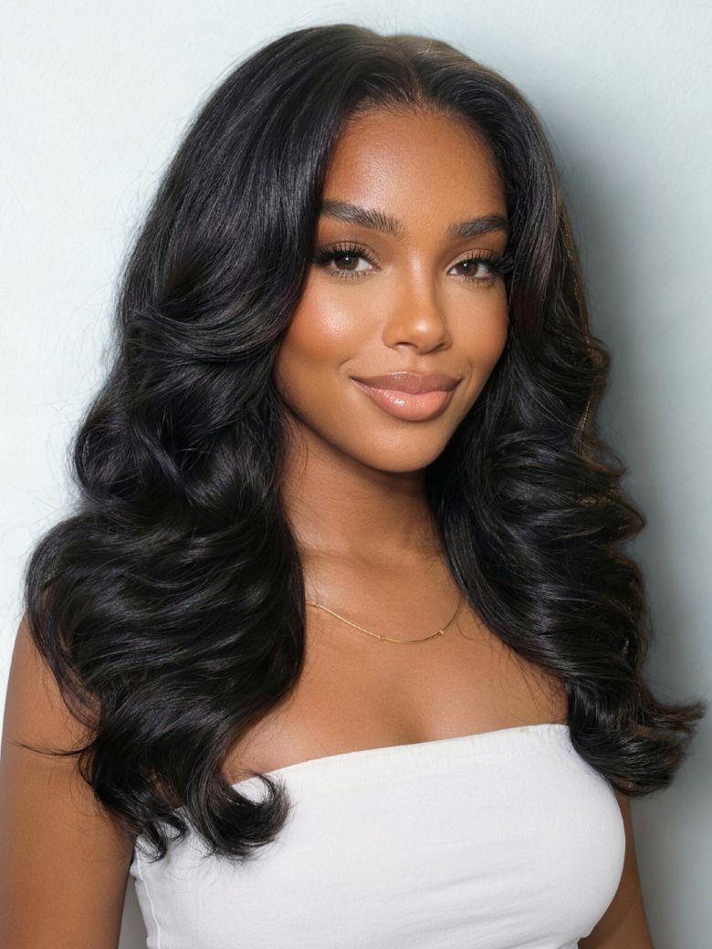 UNice Bye-Bye Slip™ Wig Feathered Layer Left Side Part 200% Density Wig with Secure Silicone Strips and Drawstring