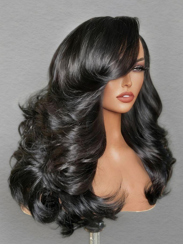 [Ship within 24H]UNice Bye-Bye Slip™ Wig Feathered Layer Left Side Part 200% Density Wig with Secure Silicone Strips and Drawstring