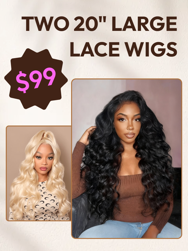 [TWO 20" Wigs $99] 13x6 Front Lace 180% Density Straight 20 Inch & 13x4 Front Lace 200% Density Natural Wave 20 Inch