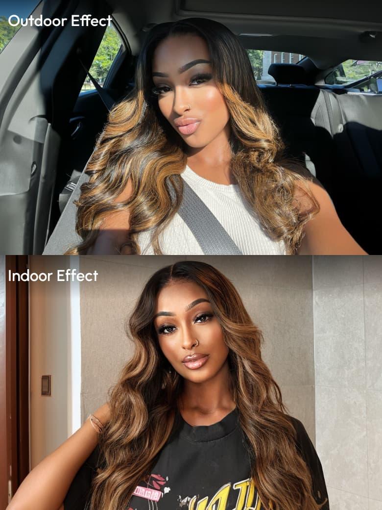 7x5 Bye Bye Knots™ Glueless Lace Wig Balayage Highlight Body Wave Wig