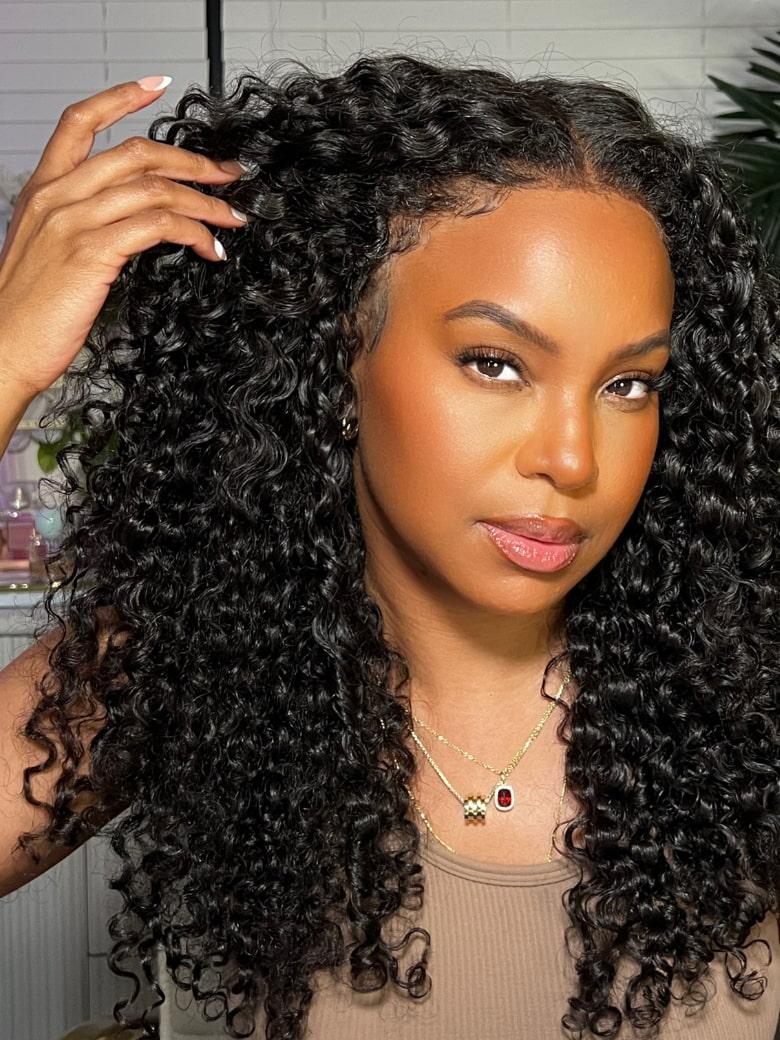 24''=$139 | 5x5 Thin HD BlendAway Lace Closure Black Glueless Jerry Curly Wig 180% Density