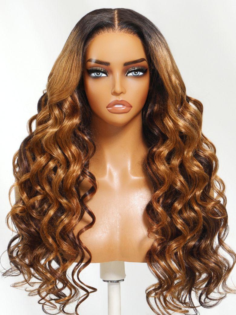 UNice 13x4 Pre-Everything™ Lace Frontal Caramel Ombre Loose Deep Wave Glueless Drawstring Wig