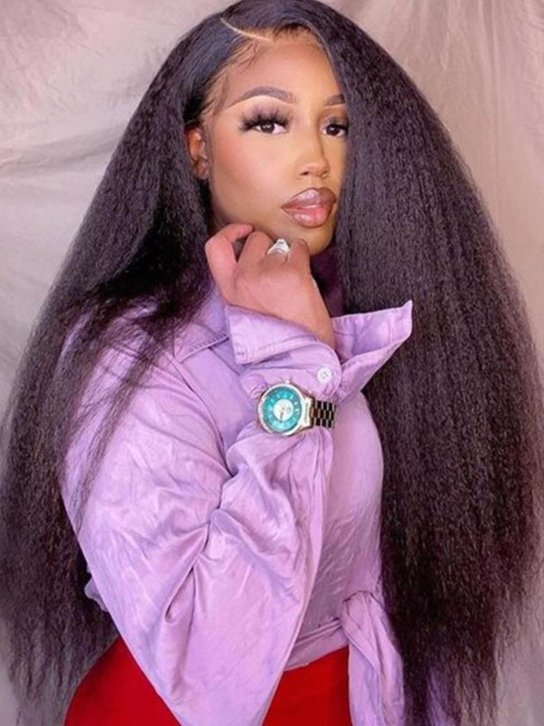 [Beginner Friendly] Hand-Tied V Part Kinky Hair Straight Wig Upgrade U Part Human Hair Wig