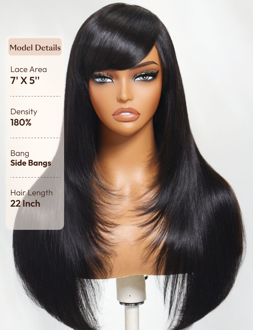 Unice Bye-Bye Knots 7x5 Lace Layered Straight Wig With Side Bangs