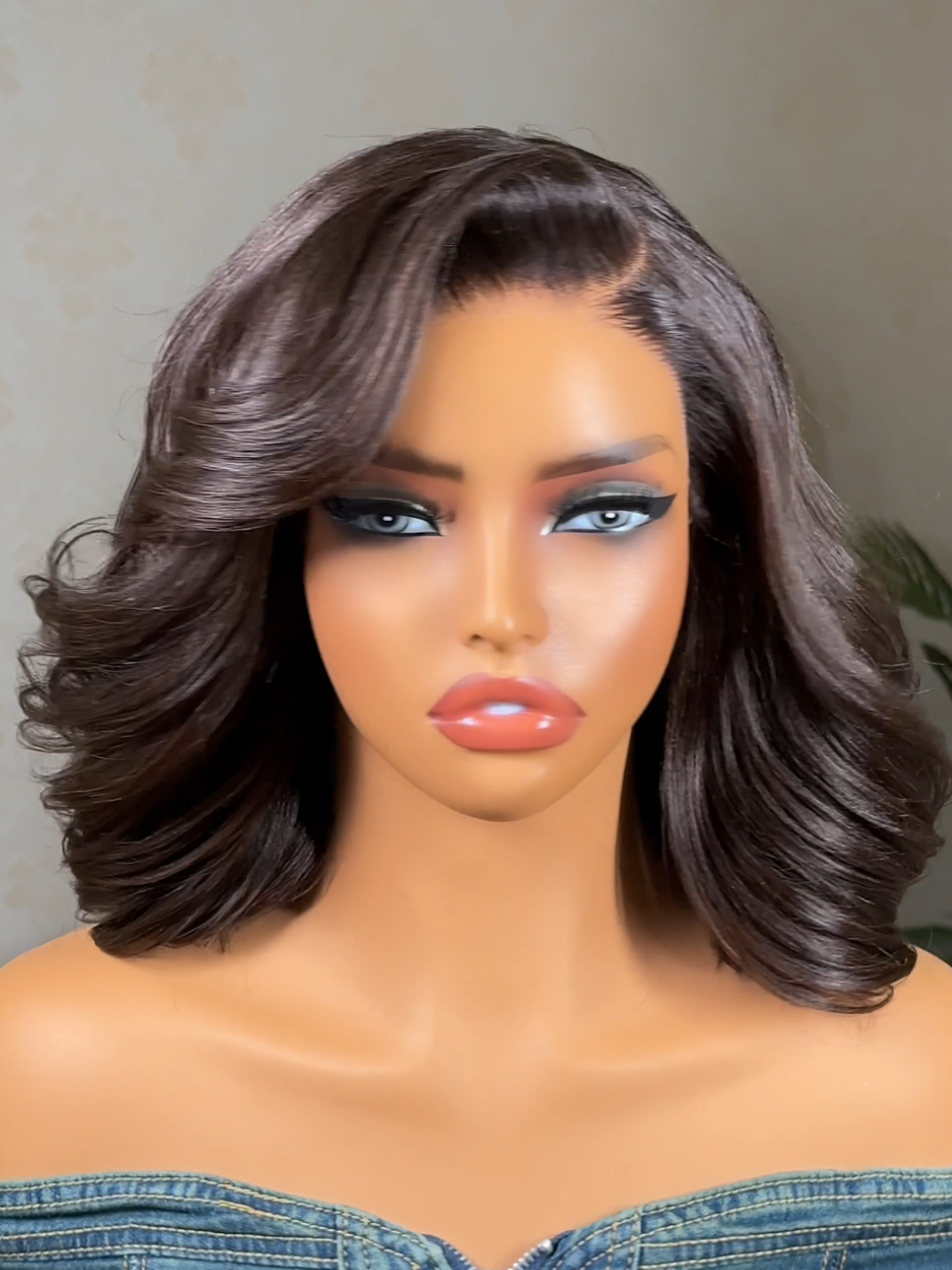 UNice Bye-Bye Slip™ 7x5 Lace Glueless Dark Chocolate Brown Side Part Yaki Straight Bob Wig with Invisi Drawstring Can Be Heated