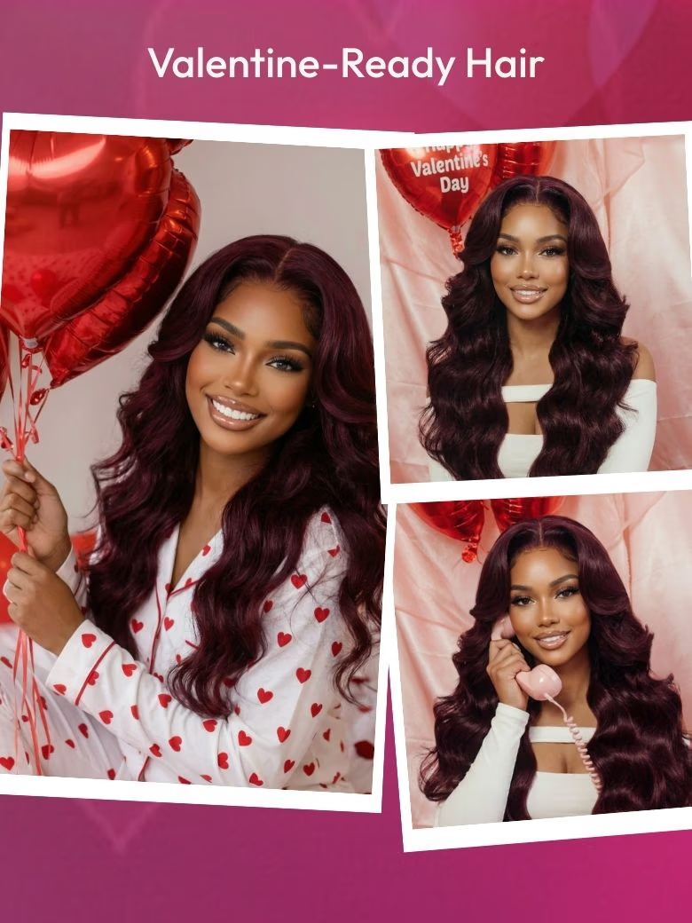 UNice Black Cherry Bye-Bye Knots 7x5 Lace Glueless Bob Drawstring Body Wave Wig 180% Density