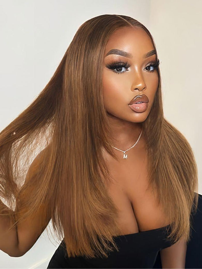 From 18'' 13x4 Pre Everything Caramel Blonde Layered Straight Glueless Lace Front Wig
