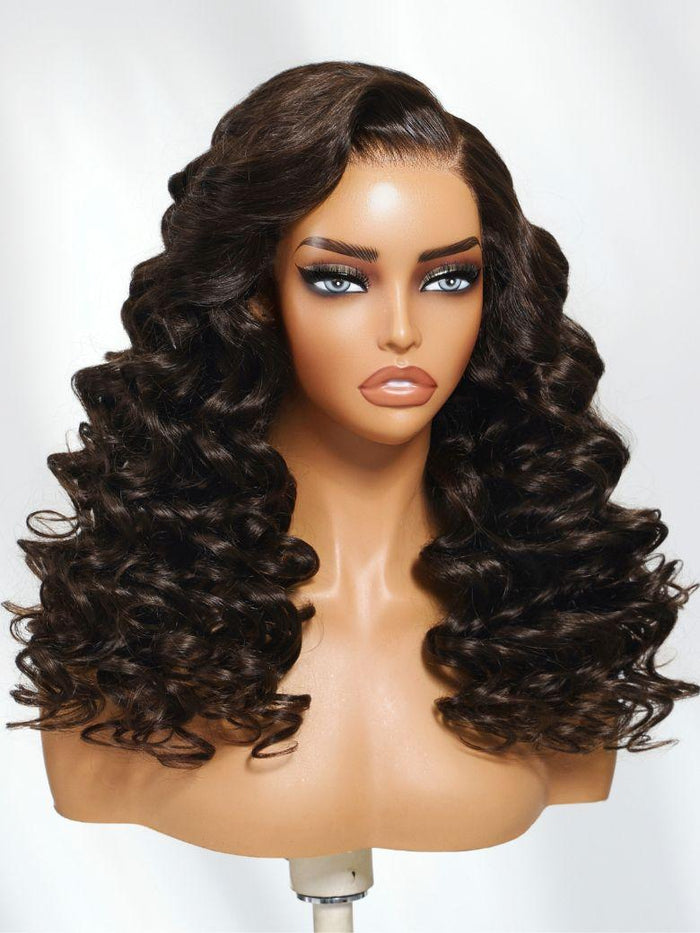 UNice 13x4 Pre-Everything™ Lace Frontal Dark Chocolate Brown Wand Curls Wig with Invisi Drawstring