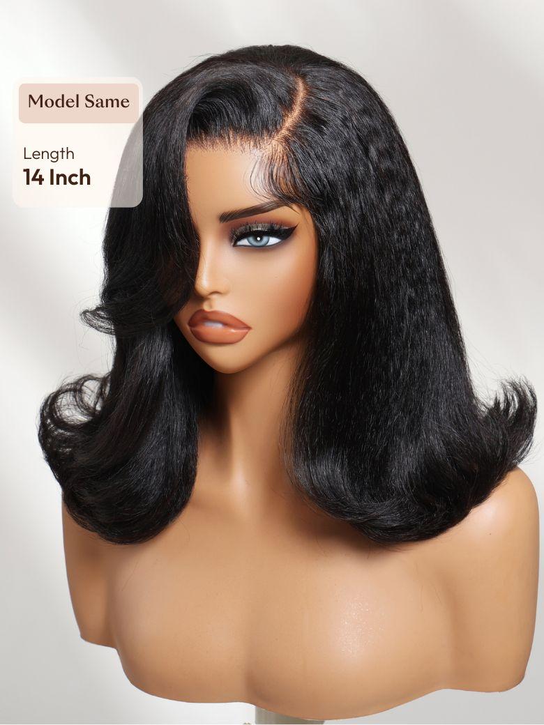 UNice Bye-Bye Knots™ 7x5 Pre-cut Lace Natural Black with Caramel Brown Highlight Yaki Straight Bob Wig