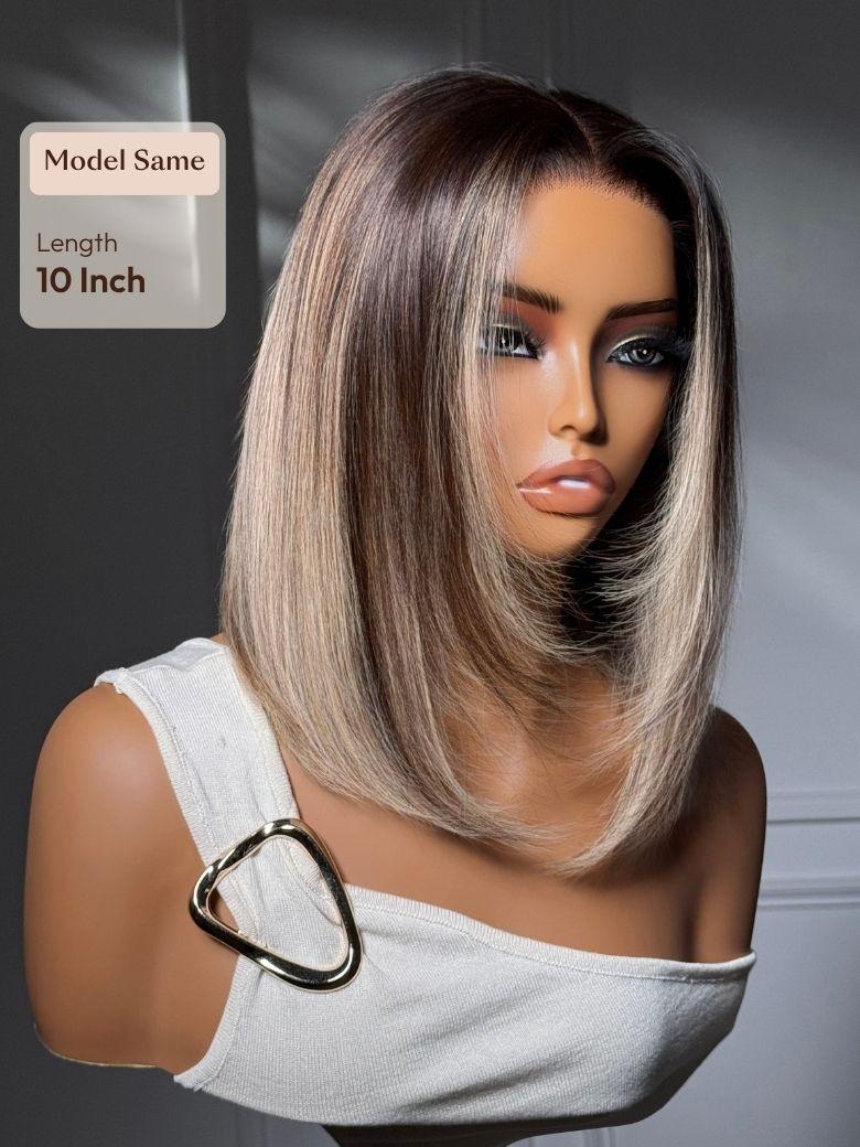 UNice 7x5 Bye Bye Slip™ Lace Ash Blonde Highlights with Dark Root Straight Layered Bob Glueless Wig