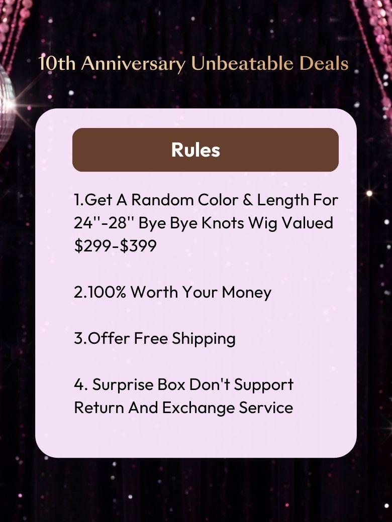 UNICE $79 Surprise Box Randomly Get 24''-28'' 7x5 Bye Bye Knots Value $299-$399