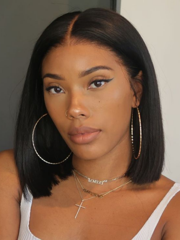 [Free Wig For All Length] Bye-Bye Knots Wig 7x5 Put On And Go Glueless Lace Bleached Knots Bob Drawstring Wig