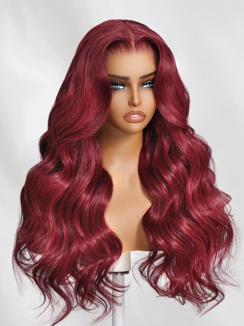 13x4 Pre-Everything Lace Frontal Burgundy Loose Wave 150% Density