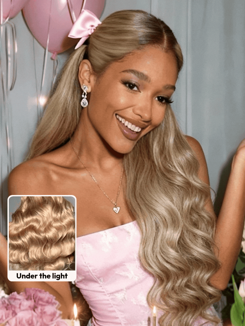 UNice Ash Blonde With Brown Roots No Slip 13x4 Pre-Everything™ Lace Frontal Body Wave Wig with Invisi Drawstring