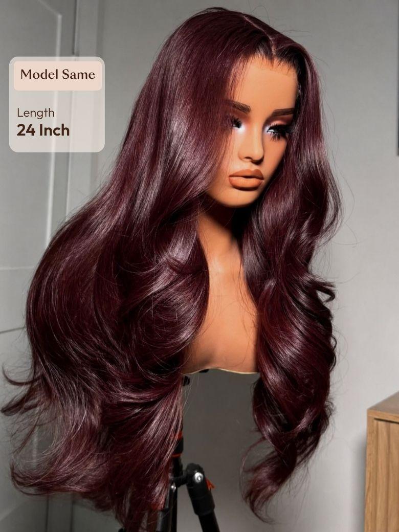 UNice 7x5 Bye Bye Slip™ Lace Chocolate Brown Loose Wave Drawstring Wig with Platinum Blonde Highlighted Face Framing Layers