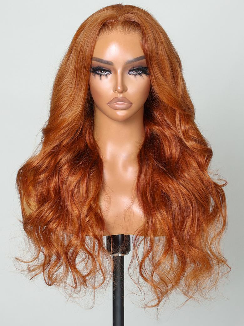 6x4.5 PreCut Lace Body Wave Wig Copper Brown Put On And Go Lace Air Wig 150% Density