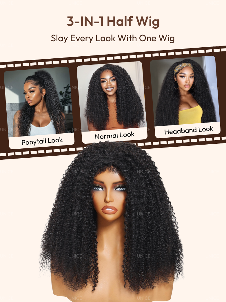 [Invisi Blend] UNice Coily Curly Glueless Flip Over Kinky Curly Wig for Beginner Friendly