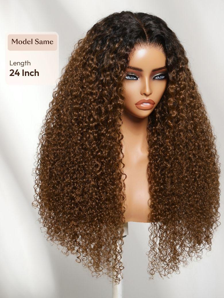 UNice 7x5 Bye-Bye Knots™ & 13x4 Pre-Everything™ & HD Lace Frontal Pull And Go Black Fluffy Natural & Balayage Highlights Loose Wave Wispy Bangs Wig