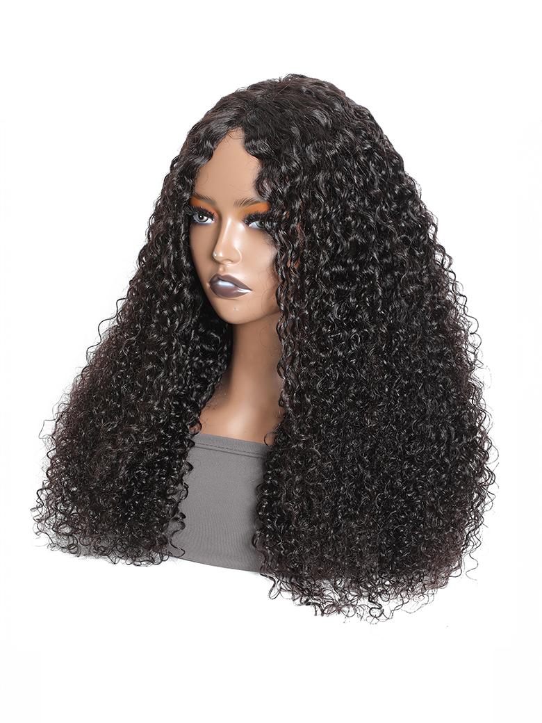 [18 Inch=$79] Glueless V Part 0 Skill Needed Wig Beginner Friendly Natural Scalp Curly Human Hair Upgraded U part Wig Without Leave out