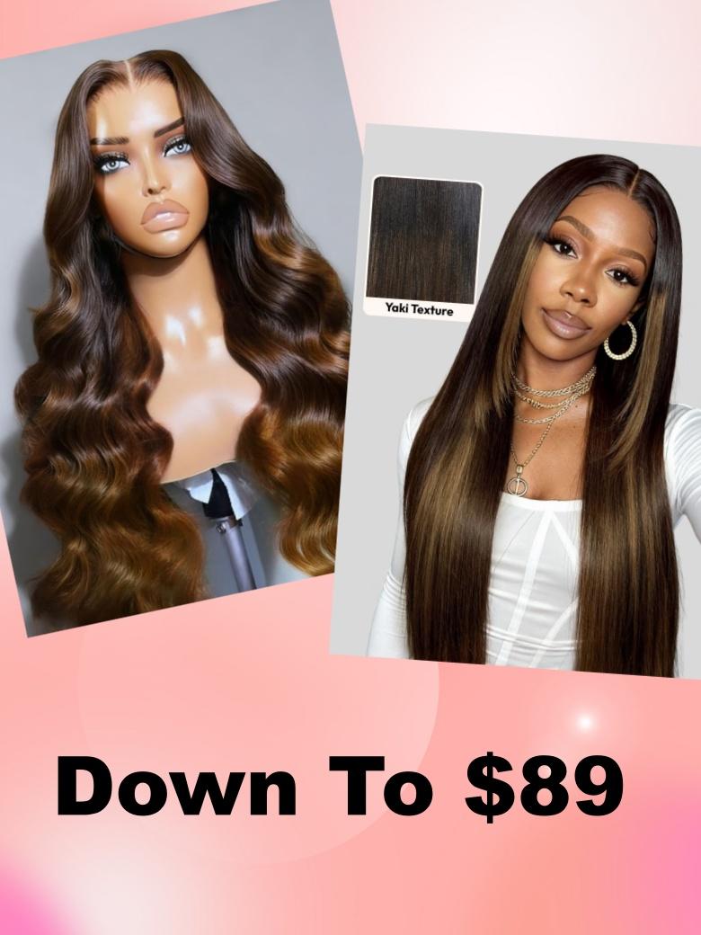 UNice Bye-Bye Knots™ 7x5 Lace Black Cherry Layered Wolf Cut with Wispy Bangs&Body Wave With Curtain Bangs Drawstring Wig