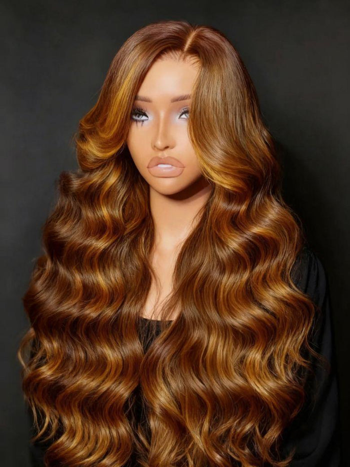 UNice 13x4 Pre-Everything™ Lace Frontal Copper Ginger With Highlights Loose Body Wave Wig with Invisi Drawstring