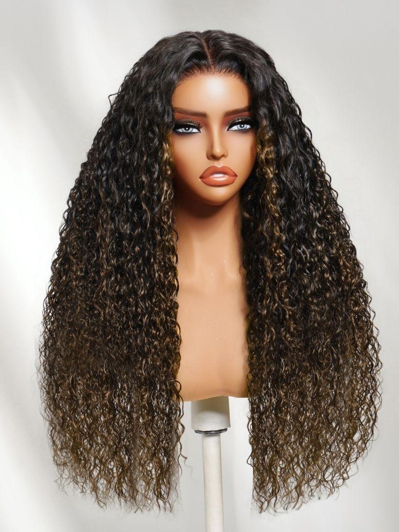 UNice 7x5 Bye Bye Knots & 13x4 Pre-Everything™ Lace Frontal Natural Black Water Wave Curly Drawstring No Baby Hair
