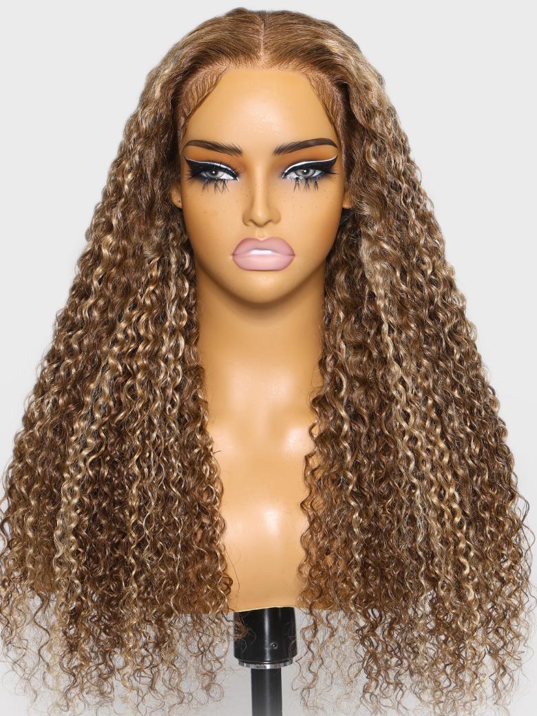 UNice Real Ear To Ear Super Secure 13x4 Lace Frontal Honey Blonde Highlights Jerry Curly Pre-Everything Wig