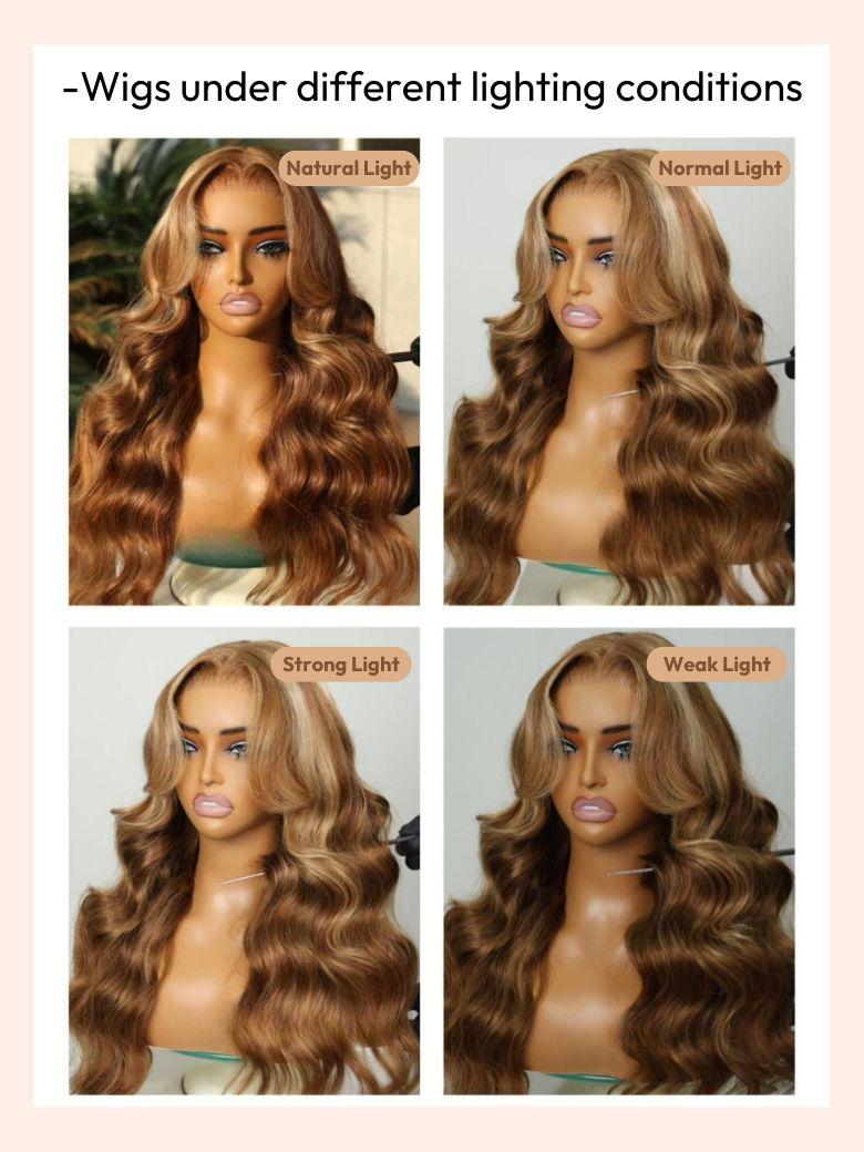 UNice Bye-Bye Knots Wig Pre-Cut 7x5 Glueless Lace Honey Blonde Body Wave Wig With Bleached Clean Knots