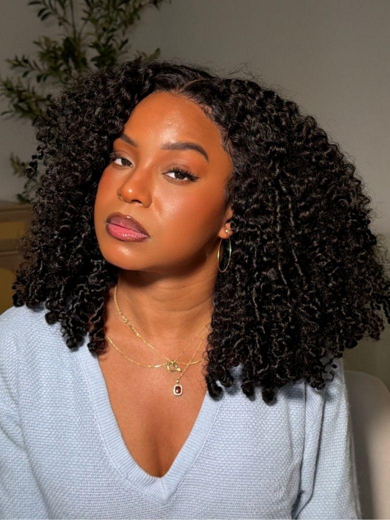 7x5 Bye-Bye Slip™ Curly Texture 100% Human Hair Wig With Finger Coil Ends