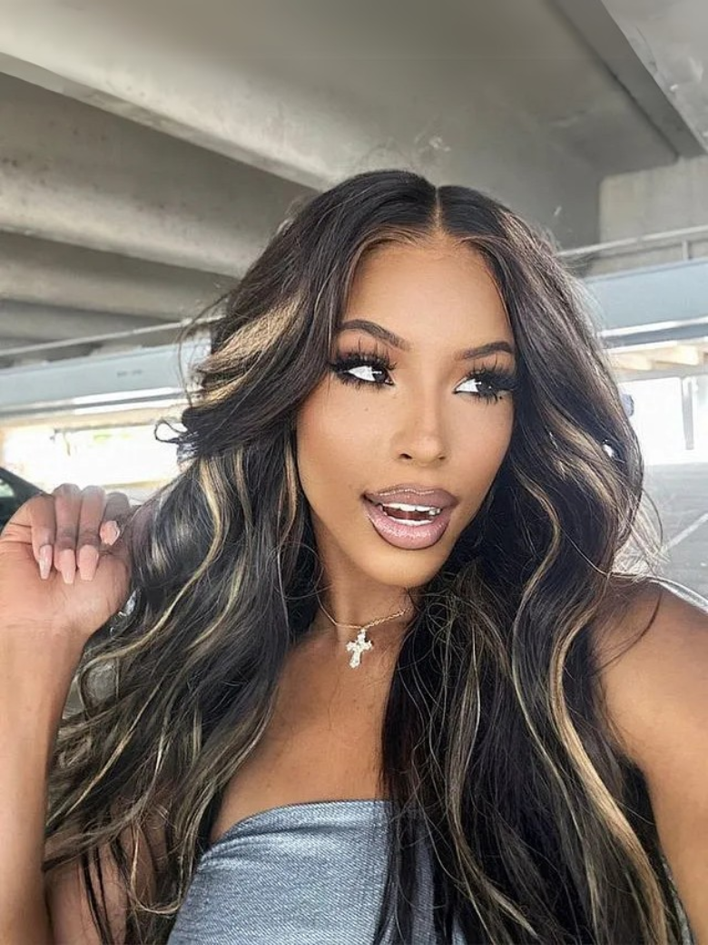 [All Inch $119] 13x4 Pre-Everything Glueless Lace Wig Black With Blonde Highlights 3D Body Wave Bleached Knots Bouncy Wig