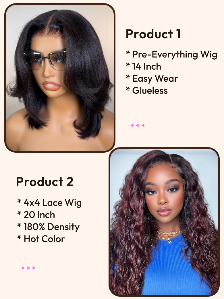 2 Wigs $149 for Pre-Everything Lace Wig 14" And 4x4 Lace 20" Wigs