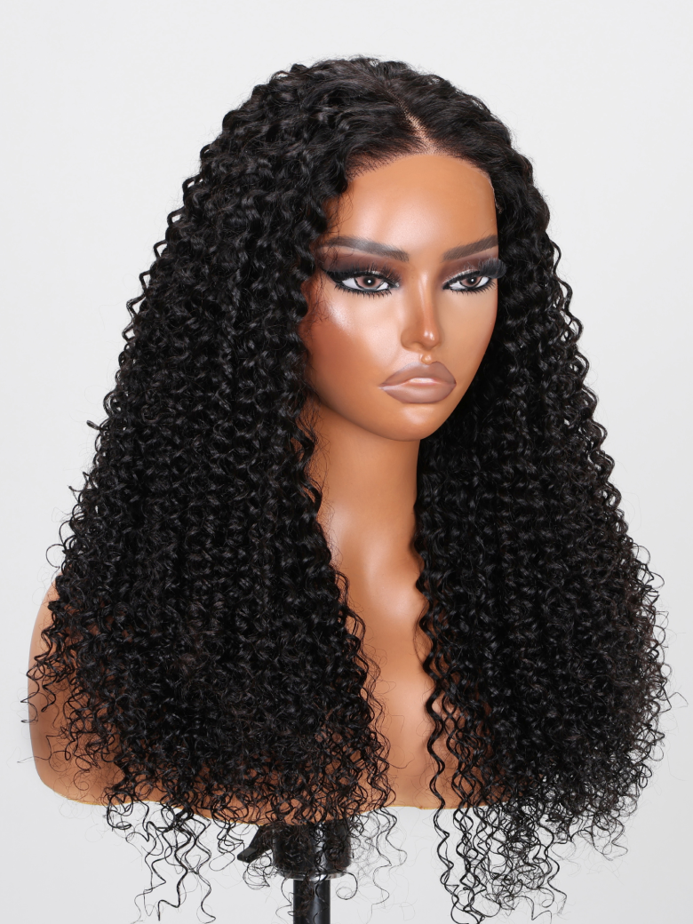 [From 20"] 6x4.5 Pre Cut Lace Put On And Go Gluless Curly Hair With Breathable Cap Bleached Knots 150% Density