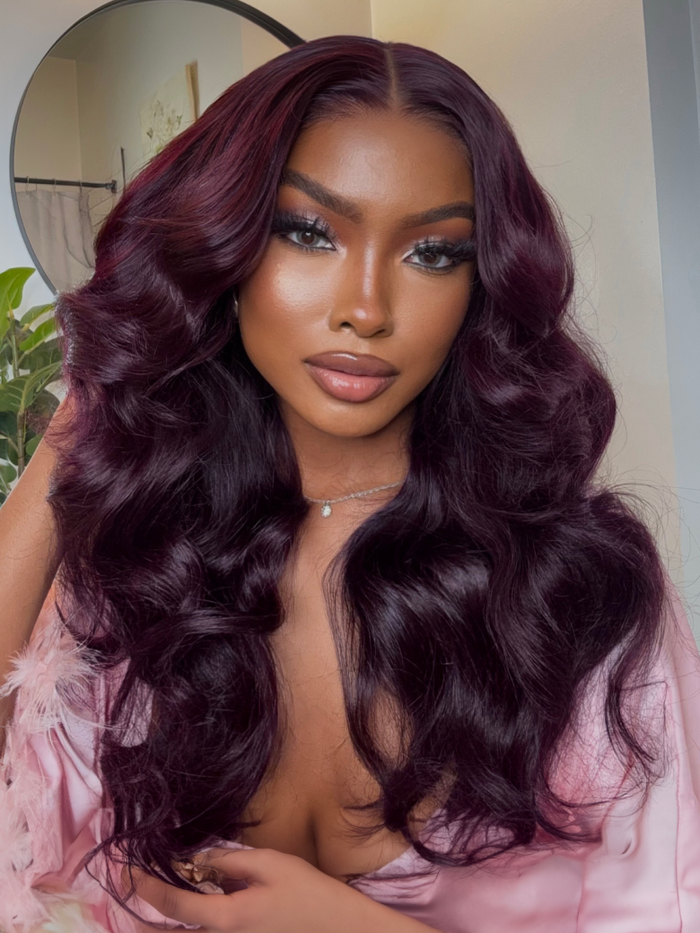 13x4 Pre-Everything™ Lace Frontal Black Cherry Layered Straight Wig