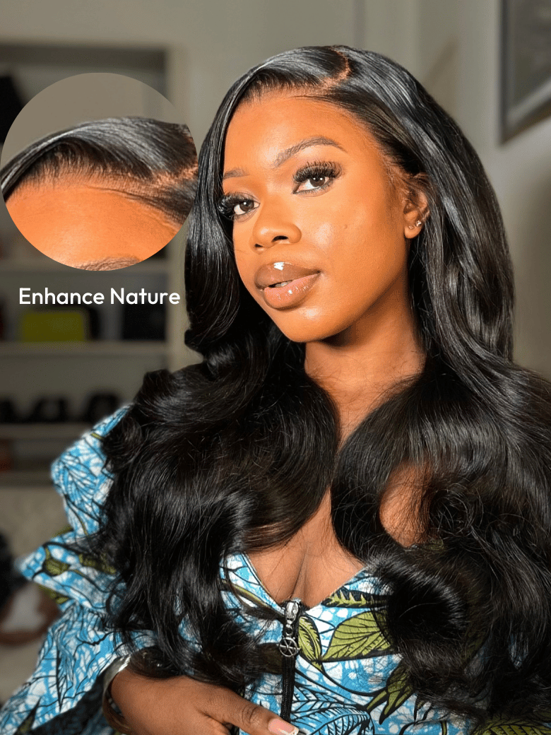 HD Bye-Bye Cap™ Wig 13x4 Invisible Glueless Lace Frontal Body Wave Black Wig