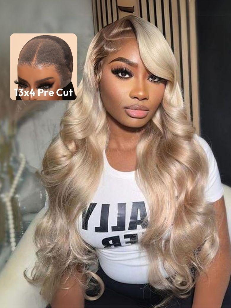 Pre-everything 13x4 Lace Frontal Sunny Blonde Ombre Color Loose Wave Pre-Everything Wig