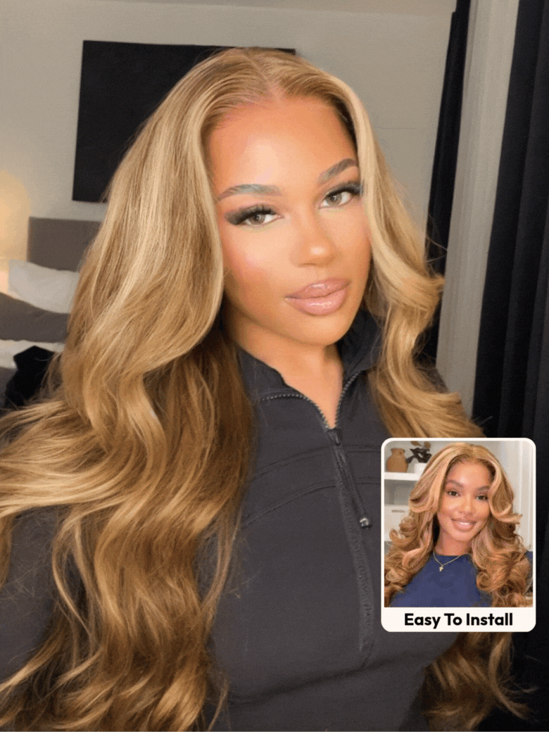 UNice Bye-Bye Knots Wig Pre-Cut 7x5 Glueless Lace & 13x4 Pre Everything Honey Blonde Body Wave Drawstring Wig