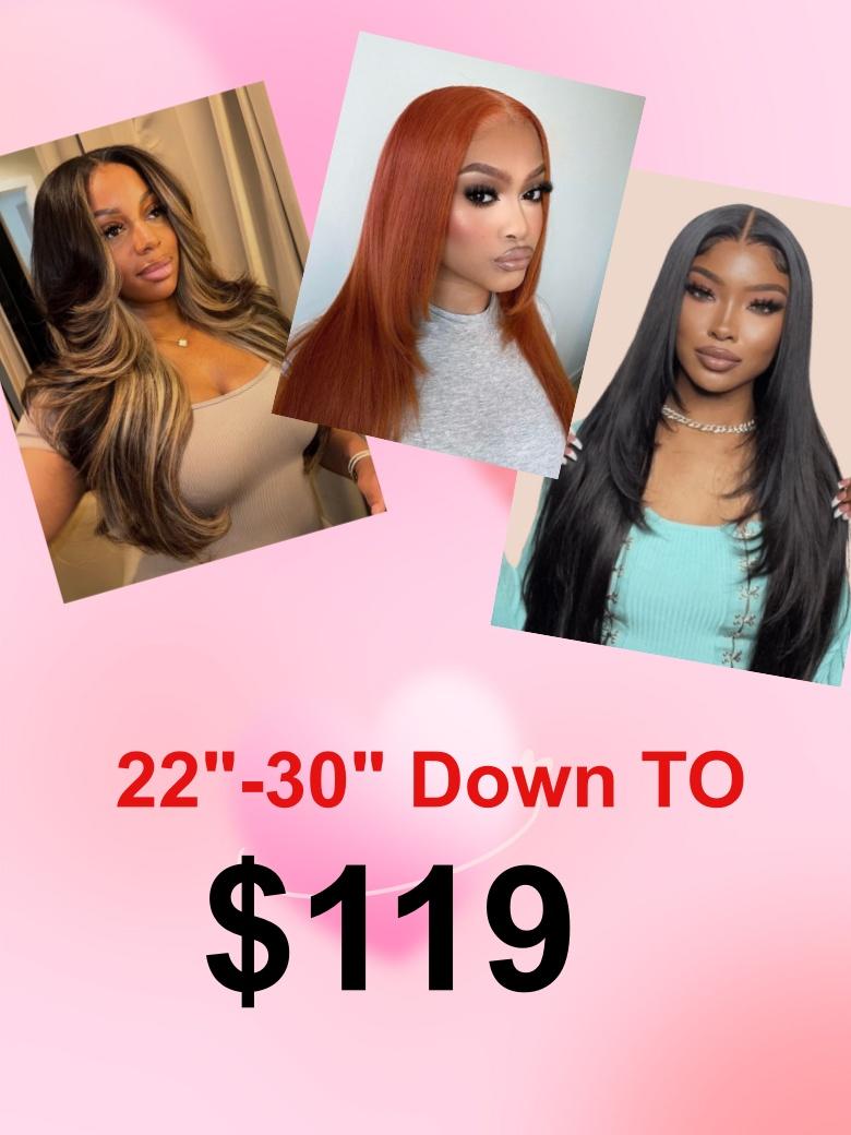 PreCut 4x4 Yaki Straight Wig Ombre Chestnut Brown & Honey Blonde Higlight 2 Styles In 1 Put On And Go Wig